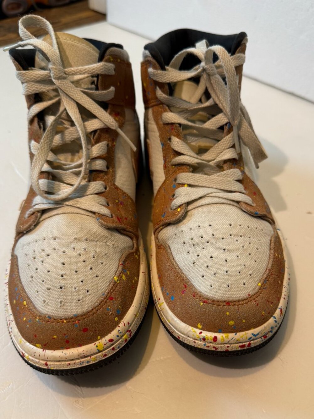Nike Air Jordan 1 SE Mid Brushstroke Paint Splatter DA8005-100 Men Size 8.5 RARE - Picture 8 of 11